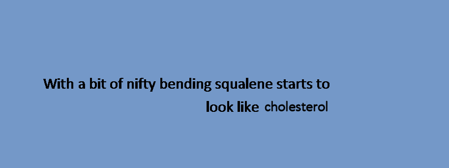 Text Box: With a bit of nifty bending squalene starts to look like cholesterol
