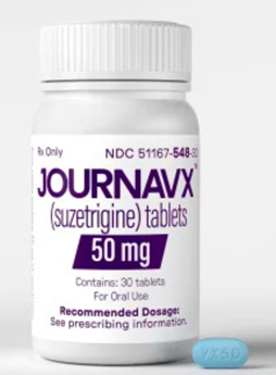 A bottle of Journavx (Suzetrigine) pills